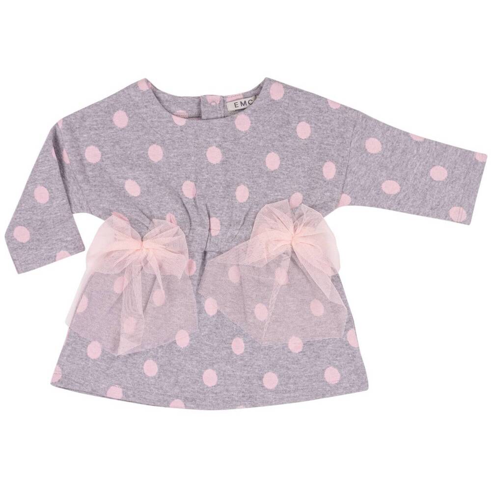 NEW EMC girls jacquard knitted dress in polka dots and bows